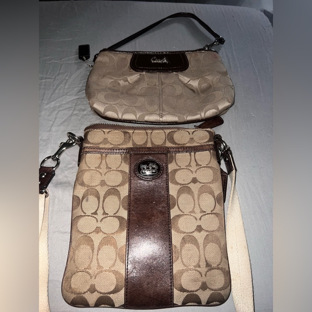 Coach Brown and Cream Crossbody Bag UPDATE: SOLD THE CLUTCH. CROSSBODY AVAILABLE